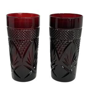 Two (2) D’arques-Durand Luminarc Antique Ruby Cristal Drinking Glasses